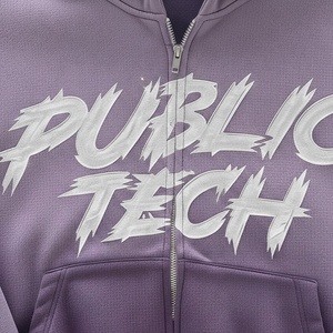 Sweat à capuche zippé pour homme, coupe ample, effet délavé à l'acide vintage, poids lourd 500 g/m², avec strass, fabrication sur mesure de haute qualité - Product Image 2