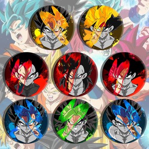 Badge en métal Goku <span class=keywords><strong>Super</strong></span> Saiyan, imprimé sérigraphié, technique de marquage, cadeau d'affaires rond - Product Image 1