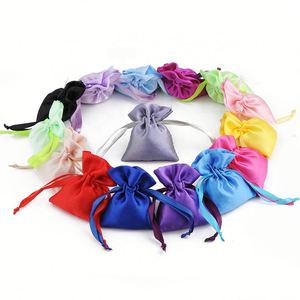 8*11Cm Small <b>Mini</b> Multi Colors Silk Feel Pouch Custom Printed Logo Accept Satin Drawstring <b>Bag</b> for Party Wedding <b>Gifts</b> Storage - Product Image 1