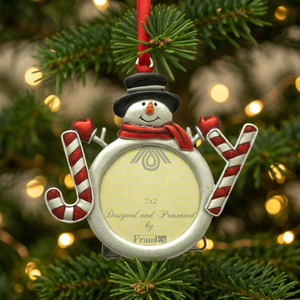 Ornement de Noël en métal peint argenté, cadre photo suspendu 1,75''x1,75'' pour les fêtes - Product Image 3