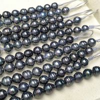 Collier de perles de Tahiti côtelées de 8-11 mm pour le bricolage, brillance intense, peau lisse irisée, vente en gros usine