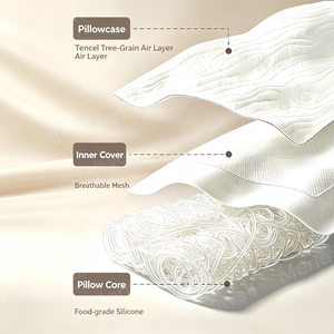 Oreiller Ergonomique pour un Sommeil Profond et Confortable, Soutien Cervical, Couche d'Air en Silicone de Qualité Alimentaire, Tencel - Product Image 4