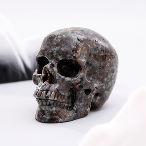 Yooperlite naturel crâne humain sculpture Sculpture 3 pouces cristal Quartz Art pièce pour Halloween décor à la maison collectionneur cadeau - Product Image 1