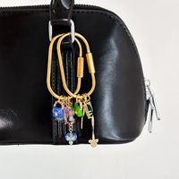 Breloque de sac perlée colorée, avec motifs nœuds, fleurs et lettres, grand cercle, porte-clés et pendentif de sac, accessoires de mode