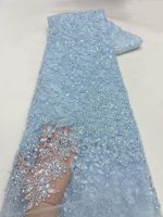 NI.AI Nouvelle Arrivée Tissu en Dentelle Florale 3D Super Lourde de Luxe avec Perles et Paillettes, Tulle et Maille pour Robe de Mariée