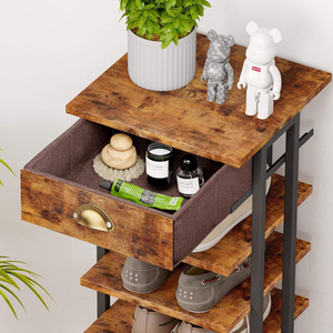 8 Tier Vertical Wooden <b>Shoe</b> <b>Rack</b> Organizer Narrow <b>Shoe</b> Storage Stand with Drawer for Entryway Hallway - Product Image 3
