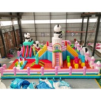 Grand château gonflable pour enfants, toboggan combiné à thème de carton king, maison de rebond gonflable, matériau PVC, 500 kg