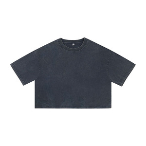 T-shirt Corta Estiva da Donna in Maglia Larga Traspirante 100% Cotone Lavaggio Acido Stile Retrò 240g a Maniche Corte - <span class=keywords><strong>Top</strong></span> Corto <span class=keywords><strong>Vintage</strong></span> - Product Image 2