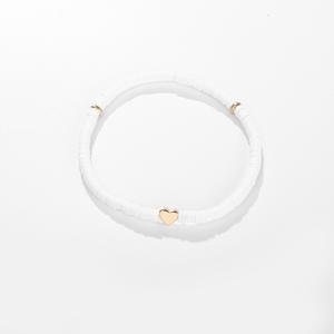 Della boemia Africano Del Vinile Perline Heishi Paio Braccialetto Accoppiato Oro Del Cuore Del Polimero Disco Braccialetto di Stirata Spiaggia Surfer - Product Image 4