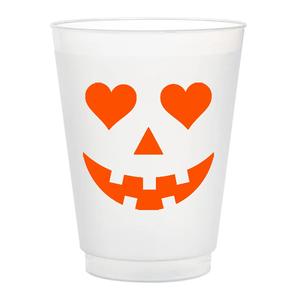 ถ้วยแช่แข็ง16ออนซ์กันแตกพิมพ์ลายที่กำหนดเองถ้วยแก้วสำหรับงานแต่งงานนำกลับมาใช้ใหม่ได้ถ้วยฝ้ารูปหัวใจแจ็คโคมไฟสีส้ม - Product Image 1