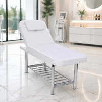 Table de massage esthétique de luxe portable avec dossier réglable, appui-tête détachable et structure en acier inoxydable pour les soins