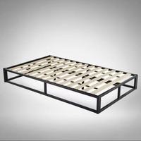 Meubles d'hôtel, cadre de lit en métal Queen, lattes en bois - Base de lit solide et durable, respectueuse de l'environnement, installation facile, capacité de 200 à 400 kg