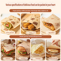 Sac en papier kraft alimentaire résistant à la graisse, jetable, pour petit-déjeuner à emporter, sandwich, burger, pain et boîte alimentaire