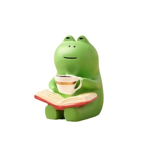 Top Rhyme Frog Figurine Resin Handmade Cartoon Reading Coffee Desk Ornament Living Room Decor Gift - Product Image 5