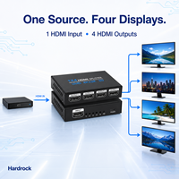Répartiteur métallique Hardrock 4Kx2K 1x4 10,2 Gbit/s avec réinitialisation du signal et prise en charge 3D pour affichages de détail et installations AV