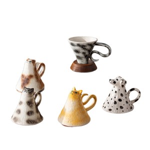 Juego de tazas de café de cerámica con diseño de animales, 150 ml, taza con forma de perro, gato o mascota, de <span class=keywords><strong>magnesia</strong></span>, con bandeja, para el hogar, la oficina, para latte, regalo. - Product Image 5