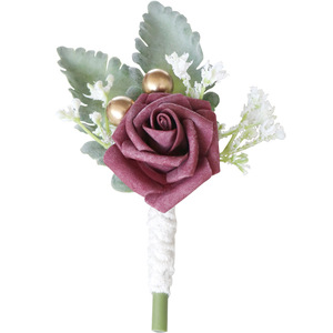 Boutonnieres fiori artificiali <span class=keywords><strong>rose</strong></span> bianche di seta avorio corpetto occhiello sposo Boutonniere per gli uomini accessori da sposa - Product Image 6