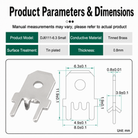 Bornes de soudure de positionnement DJ6111-6.3, petites bornes mâles à fourche pour PCB, broches à souder en laiton étamé, déconnexion rapide, CE RoHS, vente en gros