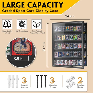 Vitrine de présentation pour cartes sportives 24*31 pouces, verrouillable, noire, pour cartes de baseball, avec acrylique transparent pour collection de cartes - Product Image 2