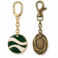 Porte-clés en métal plaqué sur mesure avec clip vague verte, logo personnalisé, vente en gros, cadeau souvenir, fabricant OEM ODM en gros