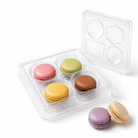 Support de présentation de macarons et pâtisseries en blister éco-responsable RPET, qualité alimentaire PET/PS, avec compartiments