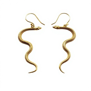 SILVER ZONE Boucles d'oreilles pendantes bohèmes en forme de serpent couleur or sans nickel pour femme Anniversaire - Product Image 2