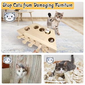Gioco Interattivo di Lusso in Legno per Gatti: Scatola Puzzle Whack a Mole, Gioco di Caccia per Gattini da Interno, Esercizio Mentale e Allenamento IQ - Product Image 4