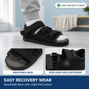 Zapatilla Ortopédica con Suela Plana de EVA y Malla Transpirable, Postoperatoria, para Rehabilitación, Fijación y Recuperación de Esguinces de <span class=keywords><strong>Pie</strong></span>, Negra - Product Image 3