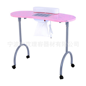 Hongzi Nail <b>Table</b> Pink Plastic With Dust Collector Movable <b>Foldable</b> Portable For Salon Use - Product Image 2
