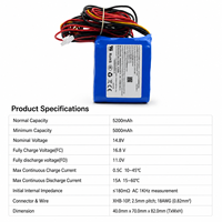 Batterie lithium-ion rechargeable 14,8 V 5200 mAh 18650, pack de batteries lithium 4S2P pour haut-parleur Bluetooth portable, vente en gros