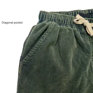 All'ingrosso morbido Logo personalizzato pantaloncini da uomo in cotone, elastico in vita pantaloncini di velluto a coste per gli uomini