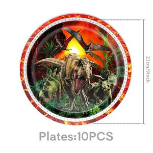 Décorations de fête de <span class=keywords><strong>dinosaure</strong></span> du volcan jurassique de vente chaude, vaisselle d'<span class=keywords><strong>anniversaire</strong></span>, assiettes en papier, serviettes, nappes et ensembles - Product Image 5