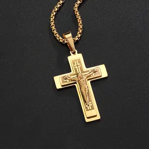 Gravé au laser métal émail Allah Triangle Collier Photo Élégant Jésus Croix Médaillon