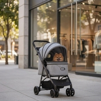 Poussette pliable légère pour animaux de compagnie, 4 roues, chariot pour chien et chat, cadre en alliage d'aluminium amortissant les chocs, voyage en plein air