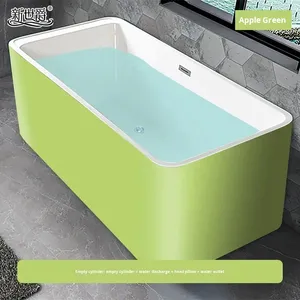 อ่างอาบน้ำอะคริลิกทรงสี่เหลี่ยมผืนผ้าแบบไร้รอยต่อ รุ่นใหม่ ดีไซน์เรียบง่าย ทันสมัย พร้อมระบบนวดด้วยคลื่นน้ำหลากสีมาตรฐาน - Product Image 3