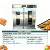 Machine à levée de pain à grande capacité avec 2 chariots, capacité de 64 plateaux, contrôle automatique de l'humidité et de la température pour boulangerie commerciale