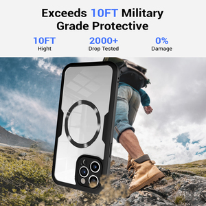 Coque de Téléphone Transparente Double Face à Protection Intégrale 360 pour <span class=keywords><strong>iPhone</strong></span> <span class=keywords><strong>11</strong></span> 12 13 14 15 Pro Max, Compatible Charge Sans Fil et Support Voiture Magnétique - Product Image 6