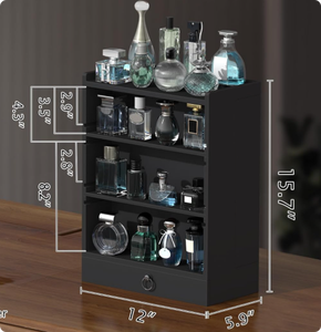 Nước hoa bằng gỗ lưu trữ hộp Rack hiển thị với ngăn kéo bên và ngăn kéo đôi, không gian lưu trữ lớn, hộp lưu trữ Rack hiển thị. - Product Image 6