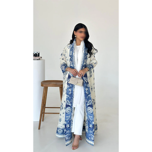 Vestido largo plisado con estampado elegante, modesto y lujoso de LEDUO, estilo kimono, pashmina, abaya. - Product Image 1