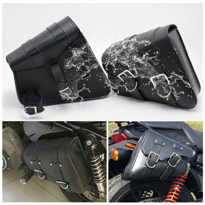 Bolsas Laterales Triangulares de Cuero para Motocicleta, para Harley Bobber Cruiser, Negras, de PU, para Almacenamiento de Herramientas, Alforjas - Product Image 3