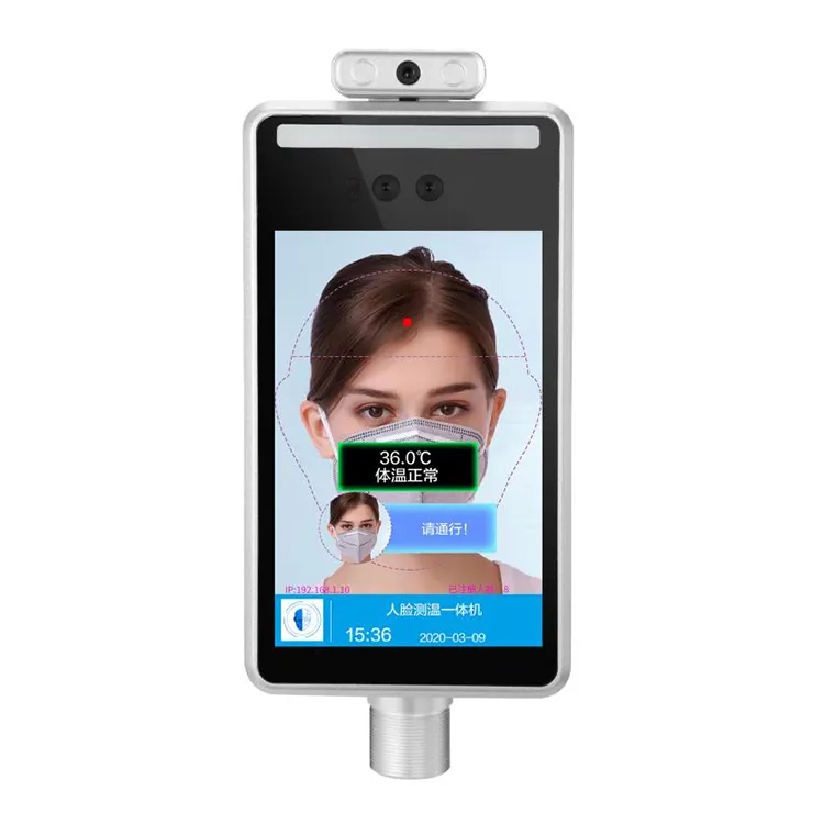8 Inch Access Control Ai Face Recognition Terminal Attendance System Temperature Measuring Machine