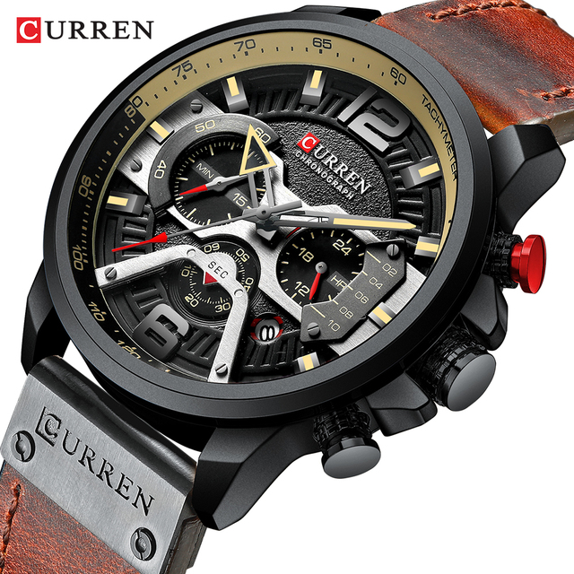 Curren 8329 Fashion Sports Brand Wristwatches Chronograph Waterproof Luminous Hands Luxury Wrist Watch for Men Reloj Para Hombre