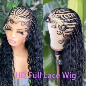 Toptan afrika düğümsüz kutu örgü saç peruk tutkalsız saç satıcıları siyah kadınlar için tam dantel ön örgülü peruk - Product Image 2