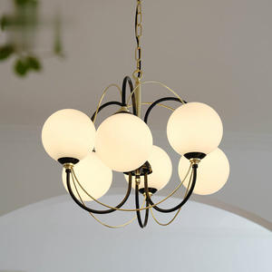 Vintage French Retro Style <b>Black</b> Gold Magic Bean Pendant <b>Light</b> LED Adjustable Height Warm White Middle Designer Lighting Fixture - Product Image 1