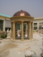Grandes décorations de jardin extérieures personnalisées dans un style antique grec, pavillon circulaire en marbre de luxe blanc