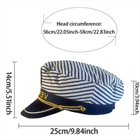 Chapeaux de fête nautiques en gros : Chapeau de capitaine rayé marine et chapeaux de costume nautique Gold Venezia