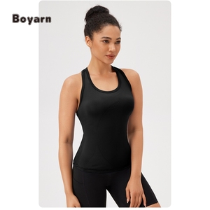 Boyarn เสื้อครอปเอวลอยสำหรับผู้หญิงเสื้อกล้ามถักยืดหยุ่นสูงสำหรับออกกำลังกายเสื้อกล้ามวิ่งสุดเซ็กซี่เสื้อกีฬา - Product Image 3