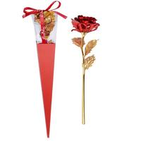 Künstliche Goldene Rosen Valentinstag Muttertag Jahrestag Geburtstagsgeschenke Galaxie-Rose Mit Band Geschenkbox