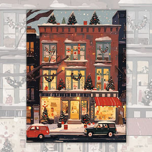 Pintura por Números, Pueblo Navideño, Escena Invernal Nevada, Pintura al Óleo DIY sobre Lienzo, Arte de Pared, Decoración Navideña para el Hogar - Product Image 6