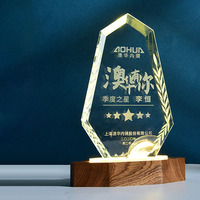 Plaques de récompense personnalisées en bois massif, trophées en verre cristal vierges, gravure laser, prix phare